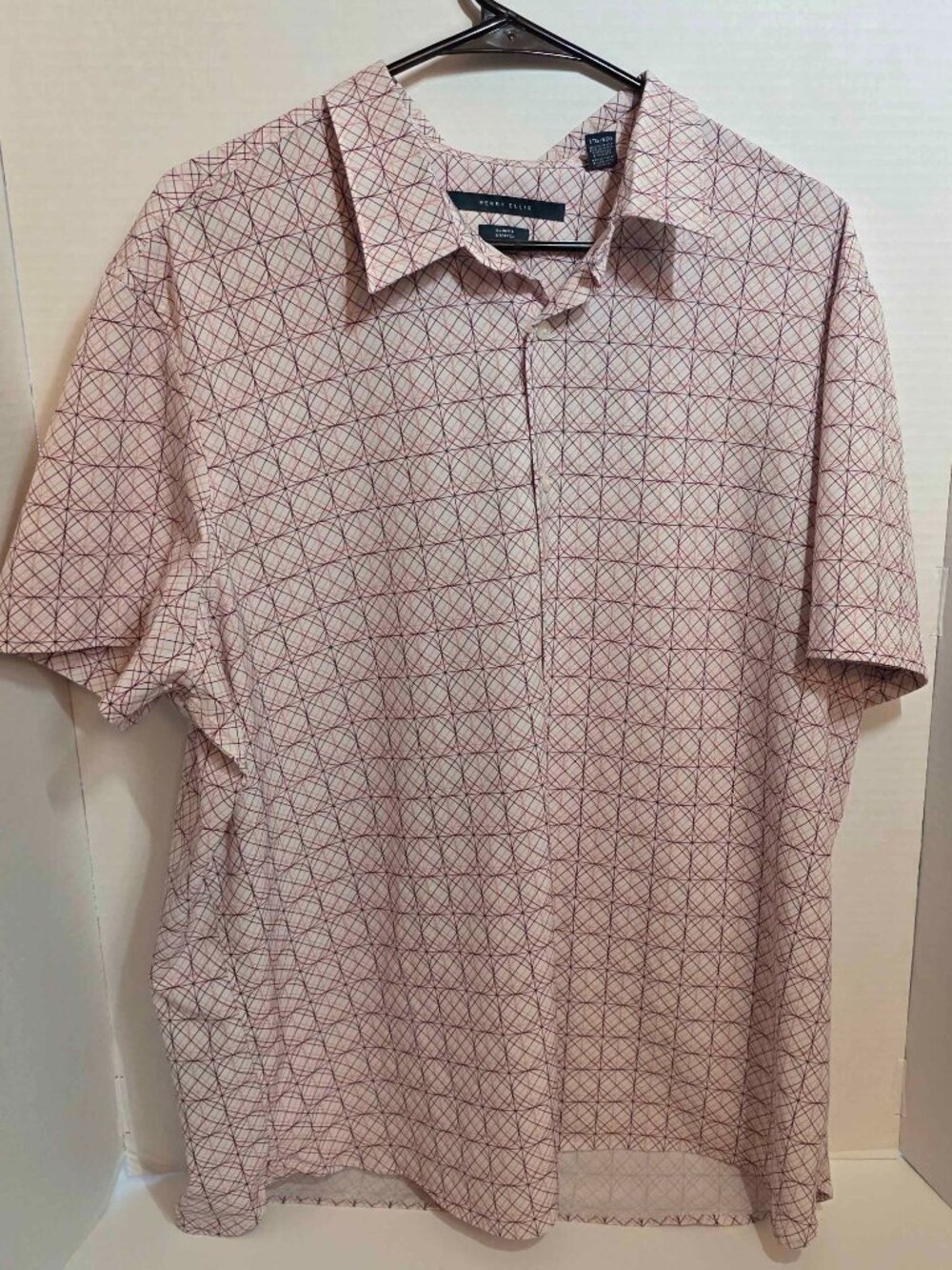Perry Ellis Mens XXL Slim Fit Stretch Short Sleeve Geometric Print Shirt